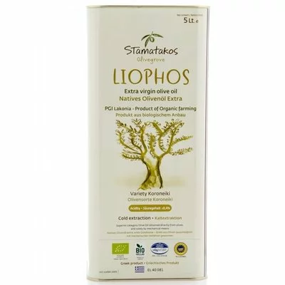 Ulei de masline extravirgin Liophos, bio, 5 litri, Stamatakos Olivegrove