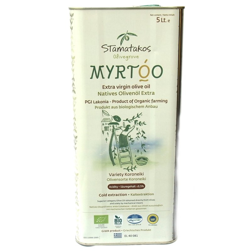Ulei de masline extravirgin myrtoo, bio, 5 litri, stamatakos olivegrove