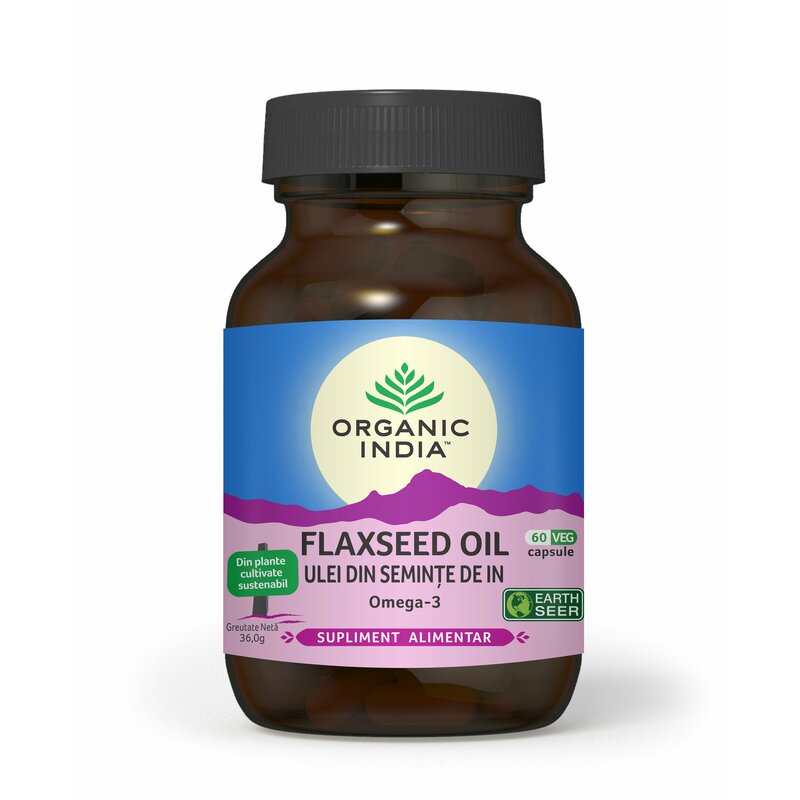 Ulei din Seminte de In - Omega 3, 60 caps veg, Organic India