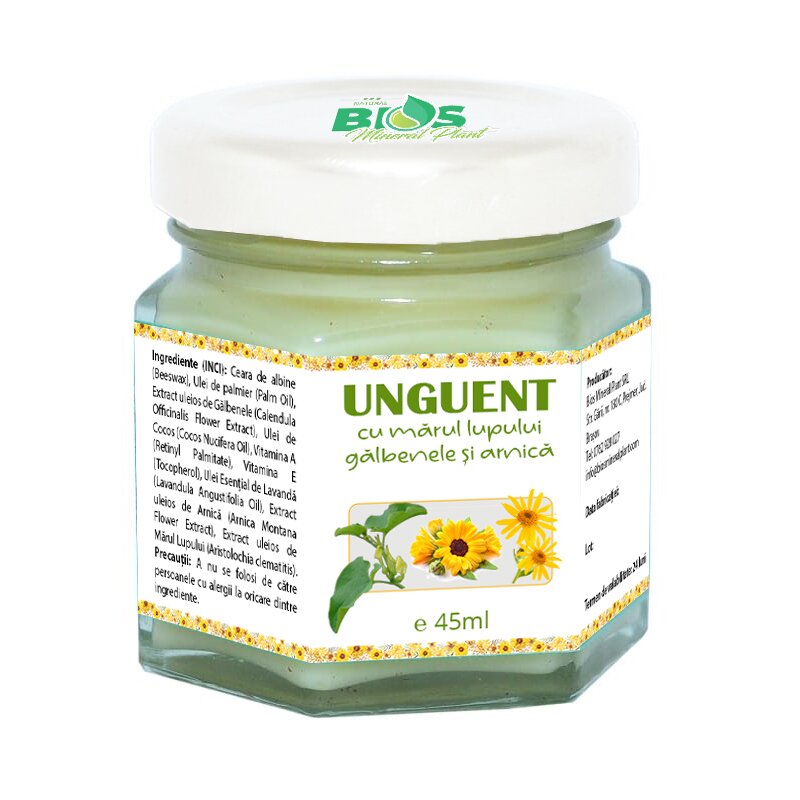 Unguent cu marul lupului, galbenele si arnica, 45 ml, bios mineral plant