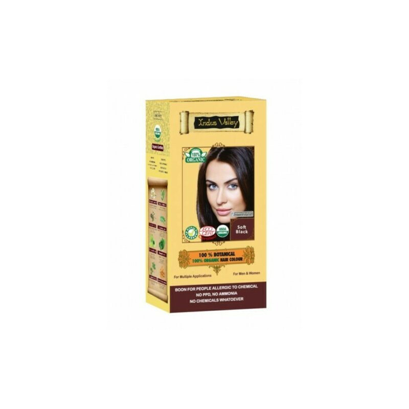 Vopsea Henna Negru Soft Black Botanical, 120g, Indus Valley