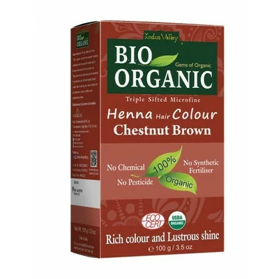 Vopsea Henna Saten Castana Bio Organic, 100g, Indus Valley