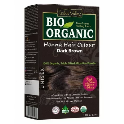 Vopsea Henna Saten Inchis Bio Organic, 100g, Indus Valley