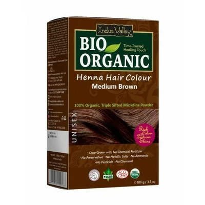 Vopsea Henna Saten Mediu Bio Organic, 100g, Indus Valley