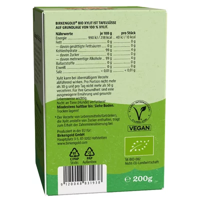 Xylitol pliculete bio 50 buc x 4g 200g Birkengold