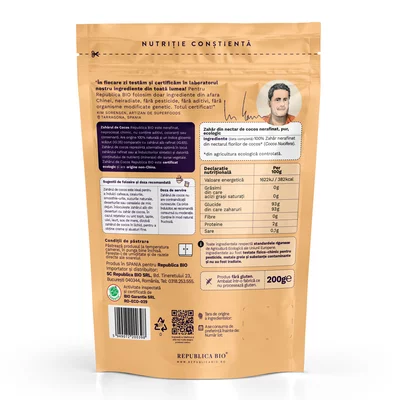 Zahar din nectar de cocos eco - Republica BIO, 200 g