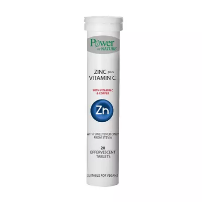 Zinc + Vitamina C cu Stevie, 20 tablete efervescente, Power Of Nature