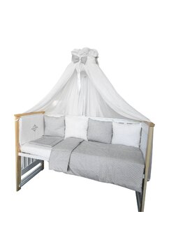 Baldachin voal universal, cu fundite gri cu buline, 560x160cm