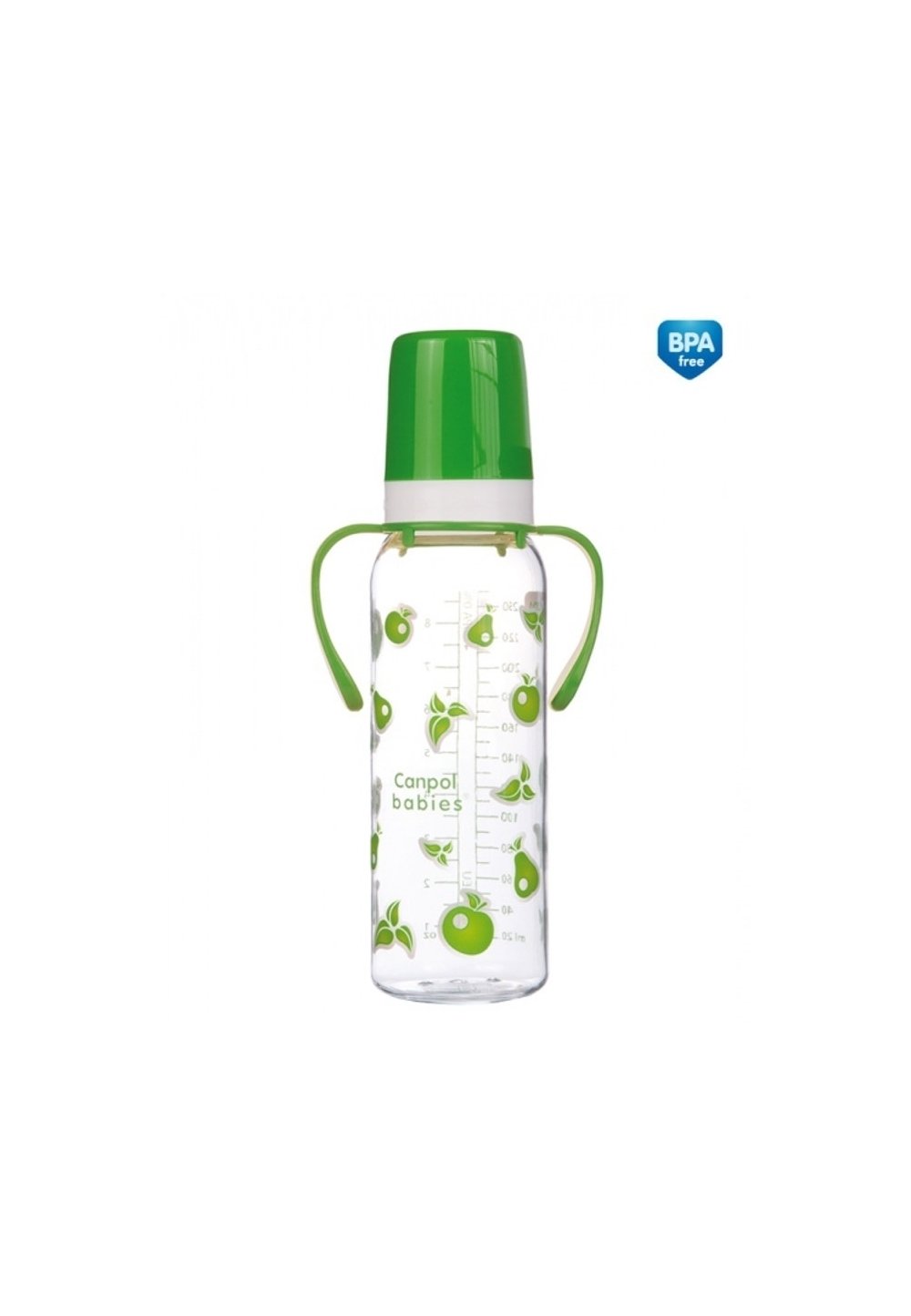 Biberon Canpol, cu maner, 12luni, verde, 250 ml