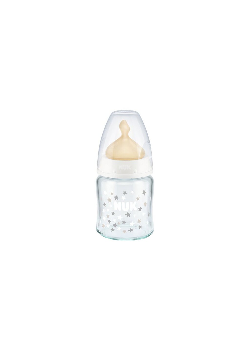 Biberon sticla Nuk, first choice, tetina latex, alb, 0-6 luni, 120 ml