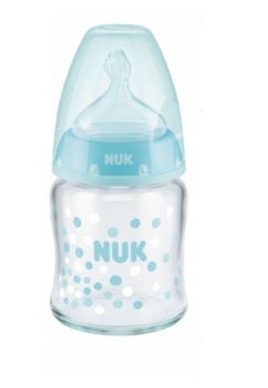 Biberon sticla Nuk, First choice, tetina silicon, 0-6 luni, 120 ml, turcoaz