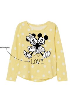 Bluza bumbac, cu imprimeu, Minnie si Mickey LOVE, galbena
