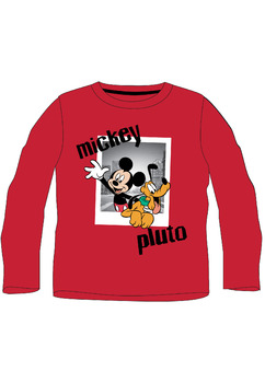 Bluza maneca lunga, bumbac, Mickey si Pluto, rosu
