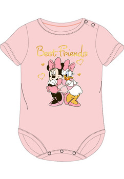 Body maneca scurta, bumbac, Best friends, roz