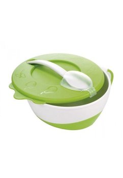 Bol cu capac si lingurita, verde, + 9 luni