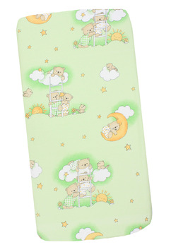 Cearceaf Prichindel, patut 120x60 cm, ursuletul somnoros, verde