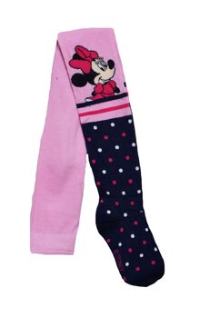 Ciorapi cu chilot, fete, 75%bumbac, Minnie Mouse, roz cu buline
