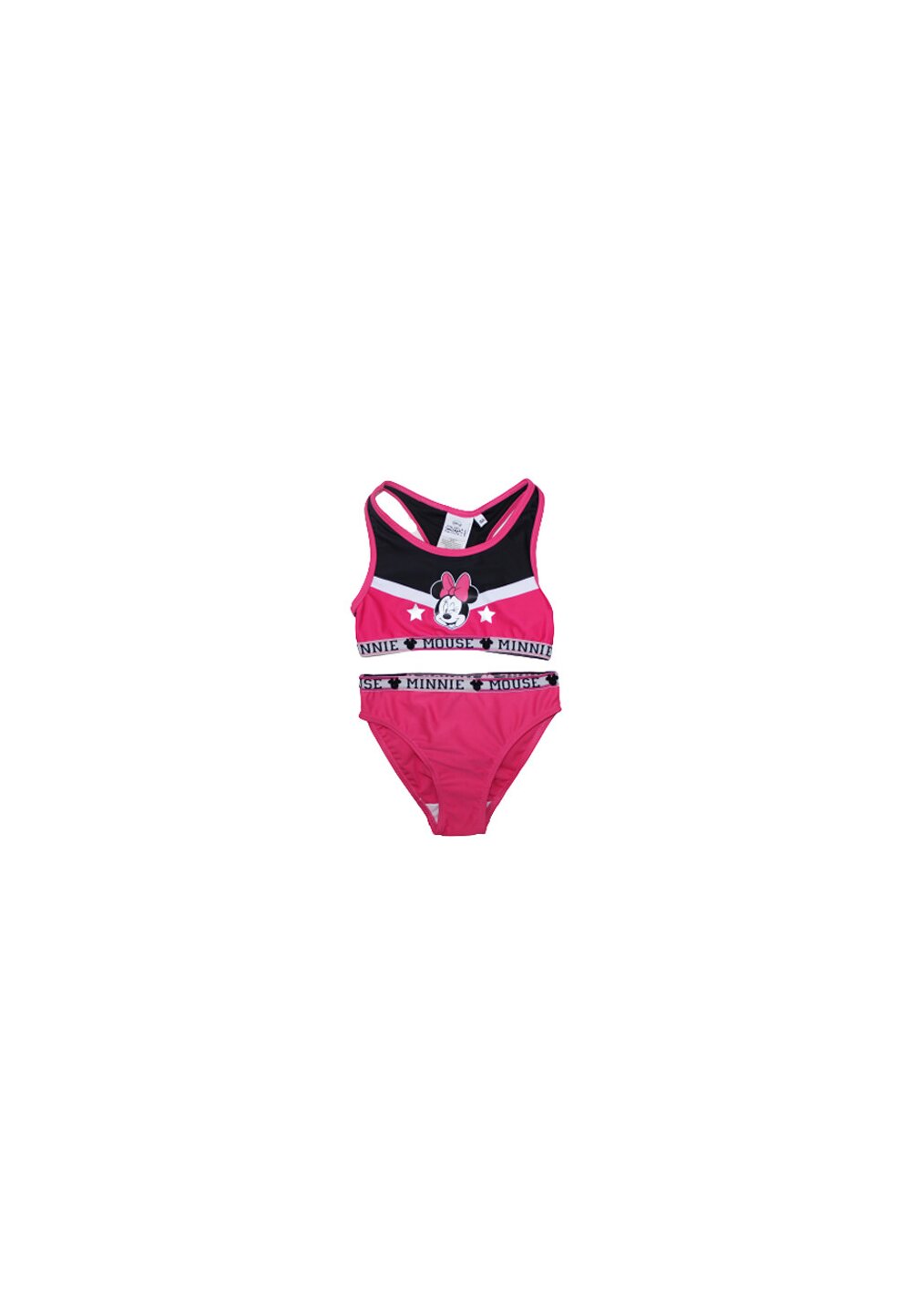 Costum de baie cu bustiera, Minnie, roz fuxia cu negru