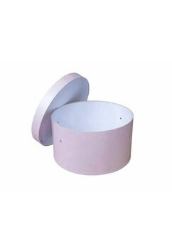 Cutie rotunda botez, cu ornamente si nume inclus, roz, 18 x 31 cm