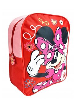 Ghiozdan Minnie Mouse, rosu cu floricele, 32x26x10cm
