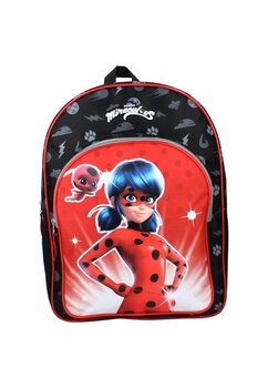 Ghiozdan poliester, Emy, Lady Bug, negru cu rosu, 30 x 11 x 25 cm