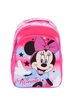 Ghiozdan, poliester, Minnie Mouse cu stelute, roz, 42 x 15 x 32 cm