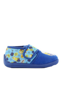 Incaltaminte interior, material textil, cu scai, Minions, albastru