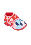 Incaltaminte material textil, cu scai, Minnie Mouse cu fundita, rosu
