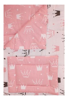 Lenjerie 3 piese, 2 fete, coronite Princess roz, 120 x 60 cm