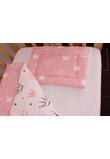 Lenjerie 4 piese, 2 fete, coronite Princess roz, 120 x 60 cm
