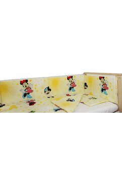 Lenjerie 4 piese, Minnie si Mickey, galben, 120x60cm