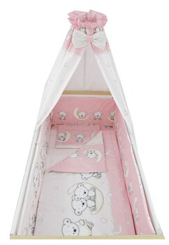 Lenjerie 6 piese, Prichindel, Ursulet sir roz,120x60 cm