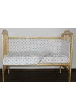 Lenjerie alba,stelute roz cu gri,4 piese, 120 x 60