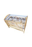 Lenjerie cu baldachin, 6 piese, Safari albastru, 120x60cm