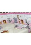 Lenjerie cu baldachin, 6 piese, Safari roz, 120x60cm