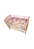 Lenjerie cu baldachin, 6 piese, Safari roz, 120x60cm