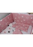Lenjerie cu baldachin 7 piese, Princess roz, 120 x 60 cm