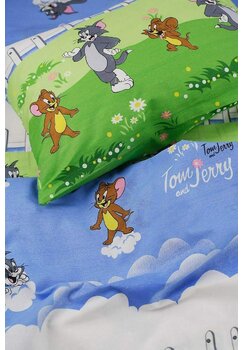 Lenjerie de pat 3 piese, bumbac, Tom si Jerry, multicolor, 140 x 200 cm