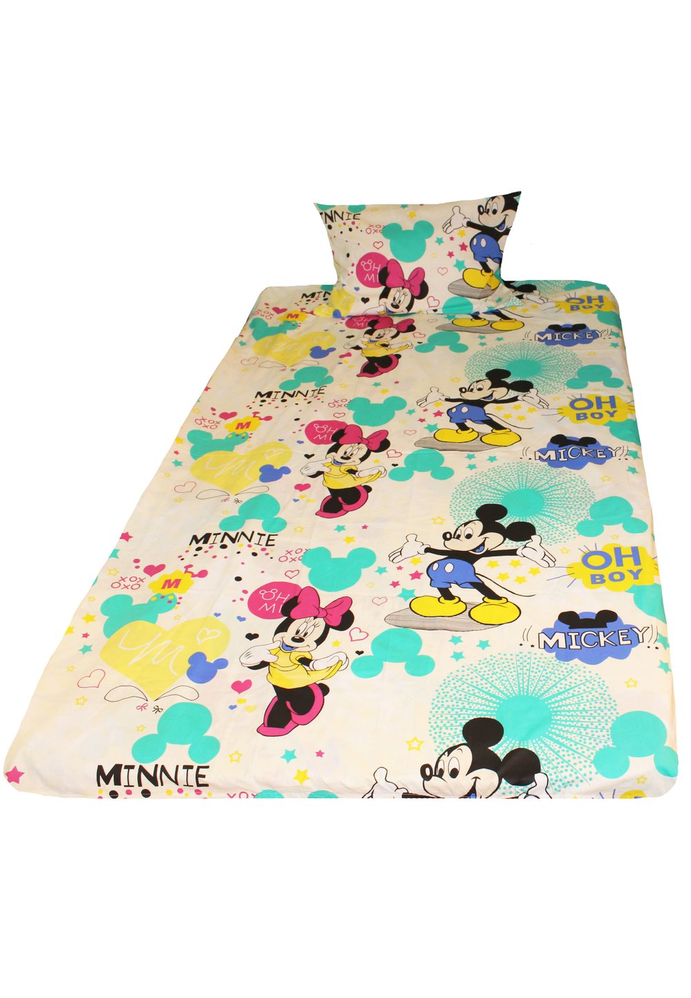 Lenjerie de pat 3 piese, Minnie si Mickey, crem, 160 x 200 cm 160