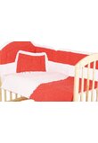 Lenjerie patut, 5 piese, rosu cu buline albe, 120x60 cm