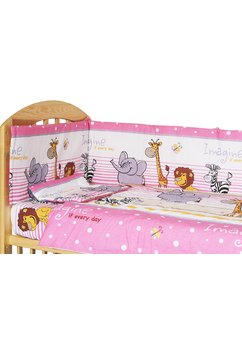 Lenjerie patut, 5 piese, Safari roz, 140x70cm