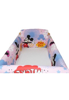 Lenjerie patut 7 piese, Maxi, Minnie si Mickey, roz, 120x60cm