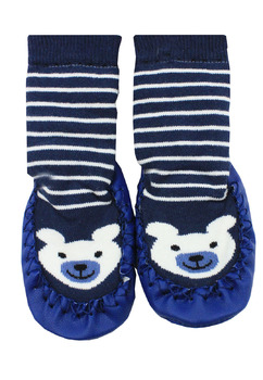 Mocasini, 80% bumbac, Ursuletul Teddy, bleumarin