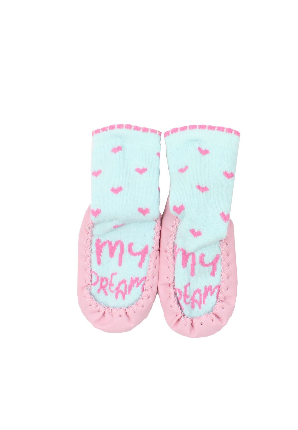 Mocasini, My dream, turcoaz cu inimioare roz
