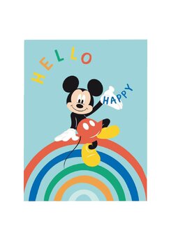Paturica fleece, Hello Mickey Mouse, albastru deschis, 100 x 140 cm