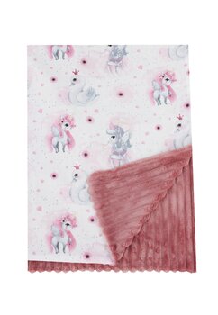 Paturica minky, Unicorn, roz inchis, 100 x 76 cm
