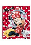 Paturica rosie cu buline, Minnie Mouse, 120x140cm 