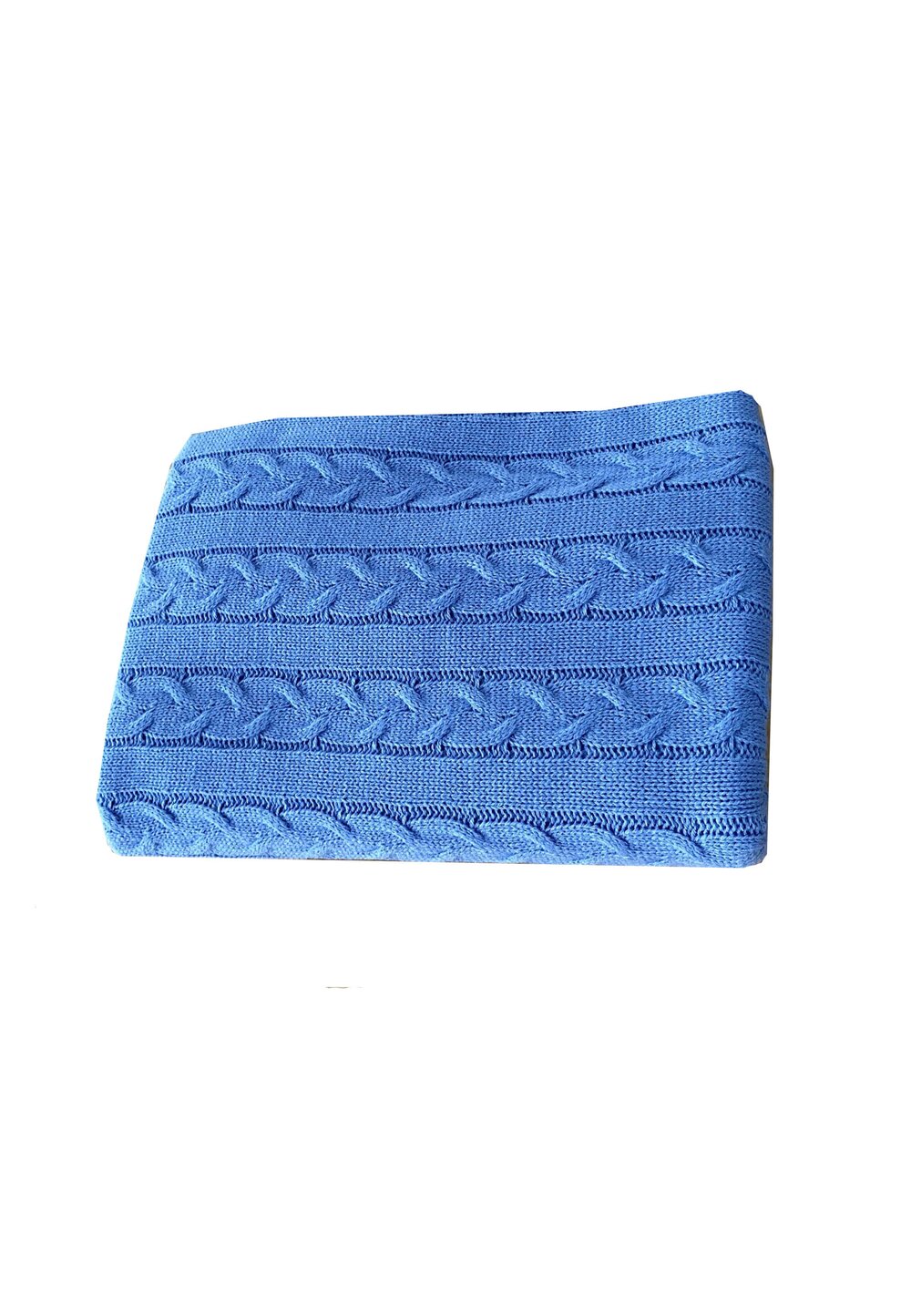 Paturica tricotata din acril, Zola, albastra, 90×90 cm 90x90