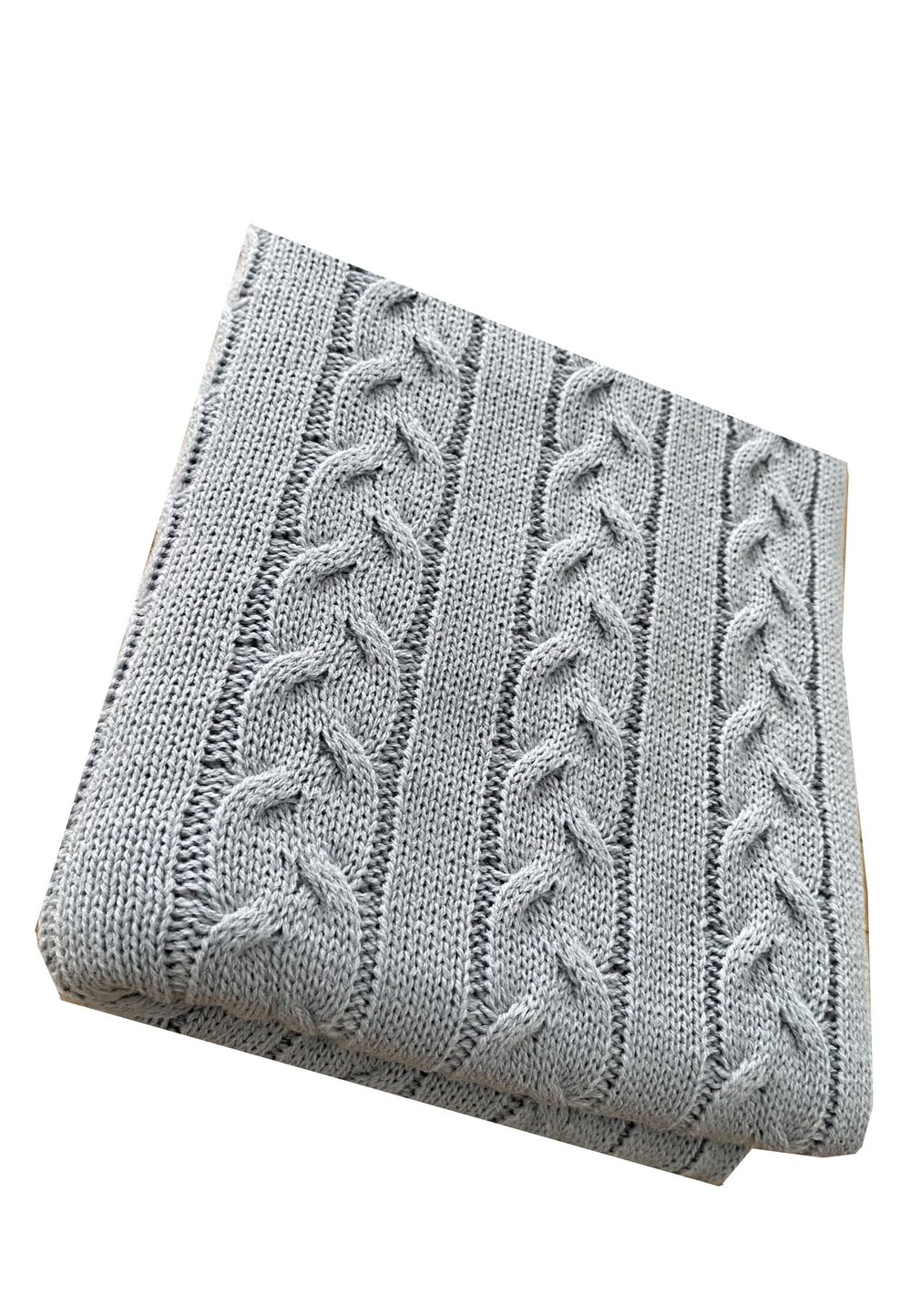 Paturica tricotata din acril, Zola, gri, 90×90 cm 90x90