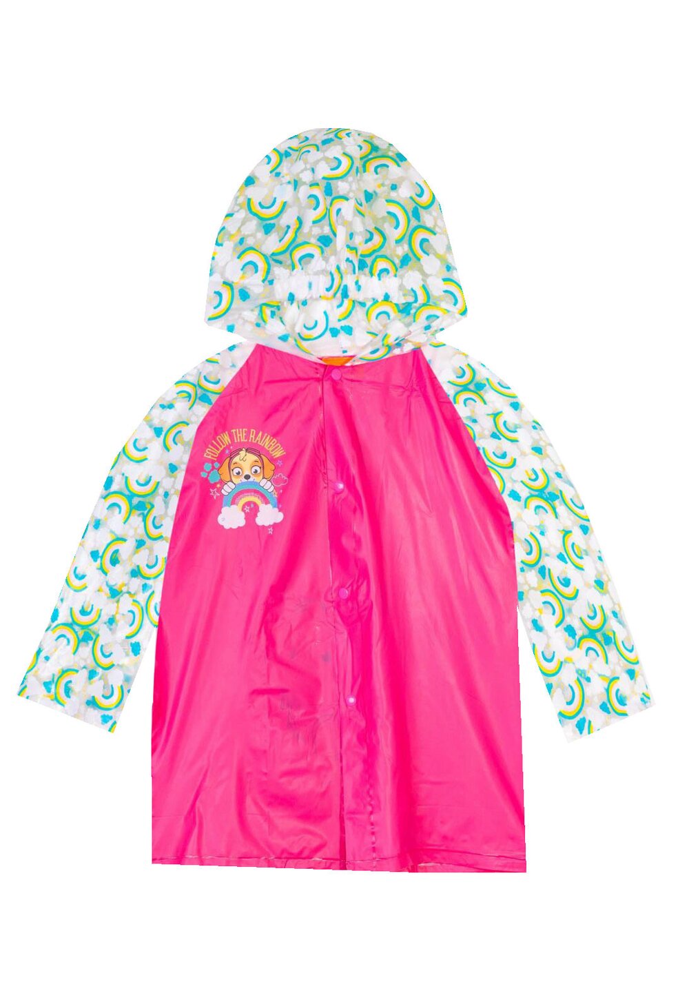 Pelerina de ploaie Paw Patrol, PVC, cu imprimeu, Rainbow, roz